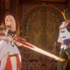 Tales of Arise's two heroes stand in front of a door prepared for battled.